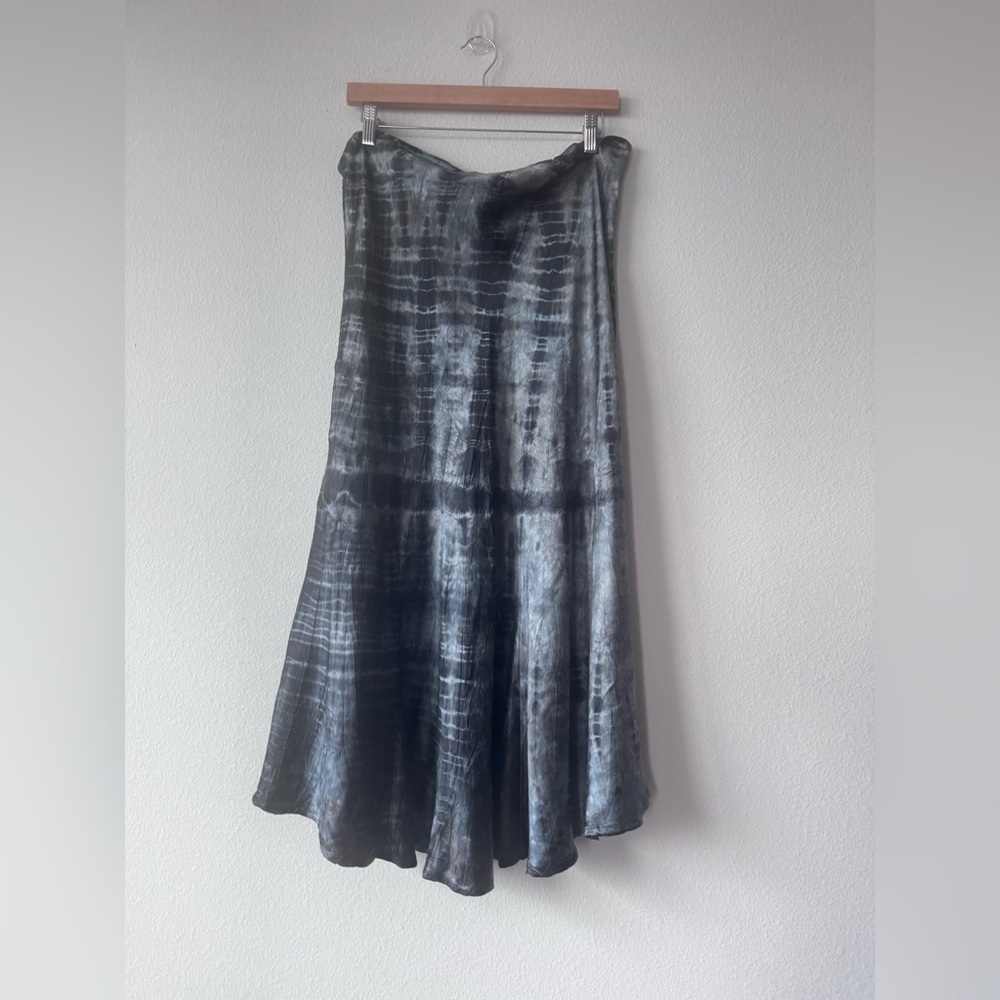 Annie Turbin Hand Printed Silk Tie Dye Midi Skirt Size XL 495$